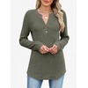 image:imageANRABESS Womens Long Sleeve Henley Shirts 2026 Fall Tunic Tops Ribbed Knit Lightweight Sweaters Dressy Casual Blouse OutfitsDeep Green