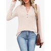 image:imageANRABESS Womens Long Sleeve Henley Shirts 2026 Fall Tunic Tops Ribbed Knit Lightweight Sweaters Dressy Casual Blouse OutfitsLight Khaki