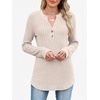 image:imageANRABESS Womens Long Sleeve Henley Shirts 2026 Fall Tunic Tops Ribbed Knit Lightweight Sweaters Dressy Casual Blouse OutfitsLight Khaki