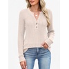 image:imageANRABESS Womens Long Sleeve Henley Shirts 2026 Fall Tunic Tops Ribbed Knit Lightweight Sweaters Dressy Casual Blouse OutfitsLight Khaki
