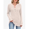 image:imageANRABESS Womens Long Sleeve Henley Shirts 2026 Fall Tunic Tops Ribbed Knit Lightweight Sweaters Dressy Casual Blouse OutfitsLight Khaki