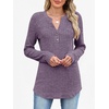 image:imageANRABESS Womens Long Sleeve Henley Shirts 2026 Fall Tunic Tops Ribbed Knit Lightweight Sweaters Dressy Casual Blouse OutfitsPurple