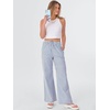 image:imageANRABESS Womens Striped Gingham Pants 2026 Spring Pajama Lounge Boxer Pants Casual Wide Leg Drawstring PJ Bottoms TrousersBlue White Stripe