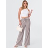 image:imageANRABESS Womens Striped Gingham Pants 2026 Spring Pajama Lounge Boxer Pants Casual Wide Leg Drawstring PJ Bottoms TrousersBrown White Plaid