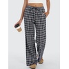 image:imageANRABESS Womens Striped Gingham Pants 2026 Spring Pajama Lounge Boxer Pants Casual Wide Leg Drawstring PJ Bottoms TrousersMulti Black Plaid