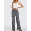 image:imageANRABESS Womens Striped Gingham Pants 2026 Spring Pajama Lounge Boxer Pants Casual Wide Leg Drawstring PJ Bottoms TrousersMulti Black Plaid