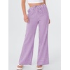 image:imageANRABESS Womens Striped Gingham Pants 2026 Spring Pajama Lounge Boxer Pants Casual Wide Leg Drawstring PJ Bottoms TrousersPurple White Plaid