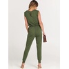 image:imageANRABESS Womens Summer Sleeveless Jumpsuits Casual Dressy Stretchy Crewneck Rompers One Piece Outfits Fall Fashion 2026Army Green