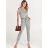 image:imageANRABESS Womens Summer Sleeveless Jumpsuits Casual Dressy Stretchy Crewneck Rompers One Piece Outfits Fall Fashion 2026Gray