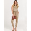 image:imageANRABESS Womens Summer Sleeveless Jumpsuits Casual Dressy Stretchy Crewneck Rompers One Piece Outfits Fall Fashion 2026Khaki