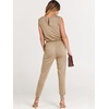image:imageANRABESS Womens Summer Sleeveless Jumpsuits Casual Dressy Stretchy Crewneck Rompers One Piece Outfits Fall Fashion 2026Khaki