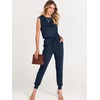 image:imageANRABESS Womens Summer Sleeveless Jumpsuits Casual Dressy Stretchy Crewneck Rompers One Piece Outfits Fall Fashion 2026Navy Blue