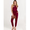 image:imageANRABESS Womens Summer Sleeveless Jumpsuits Casual Dressy Stretchy Crewneck Rompers One Piece Outfits Fall Fashion 2026Wine Red