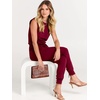 image:imageANRABESS Womens Summer Sleeveless Jumpsuits Casual Dressy Stretchy Crewneck Rompers One Piece Outfits Fall Fashion 2026Wine Red