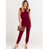 image:imageANRABESS Womens Summer Sleeveless Jumpsuits Casual Dressy Stretchy Crewneck Rompers One Piece Outfits Fall Fashion 2026Wine Red