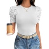 image:imageANRABESS Women Puff Short Sleeve Crewneck Dressy Casual Tops Summer Fitted Ribbed Knit Trendy Work Shirts 2026 Spring ClothesWhite