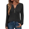 image:imageANRABESS Womens Long Sleeve Henley Shirts 2026 Fall Tunic Tops Ribbed Knit Lightweight Sweaters Dressy Casual Blouse OutfitsBlack
