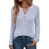 image:imageANRABESS Womens Long Sleeve Henley Shirts 2026 Fall Tunic Tops Ribbed Knit Lightweight Sweaters Dressy Casual Blouse OutfitsBlue