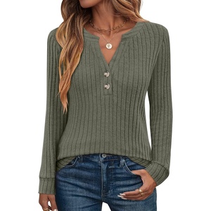 image:imageANRABESS Womens Long Sleeve Henley Shirts 2026 Fall Tunic Tops Ribbed Knit Lightweight Sweaters Dressy Casual Blouse OutfitsDeep Green