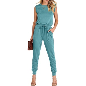 image:imageANRABESS Womens Summer Sleeveless Jumpsuits Casual Dressy Stretchy Crewneck Rompers One Piece Outfits Fall Fashion 2026Lake