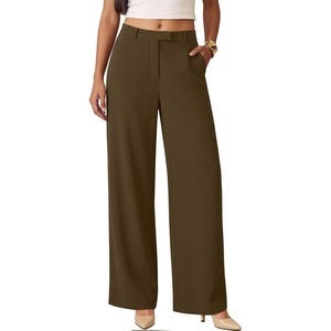 image:imageANRABESS Womens Wide Leg Business Casual Pants 2026 High Elastic Waisted Loose Fit Work Office Trousers Slacks OutfitsCoffee
