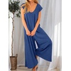 image:imageANRABESS Jumpsuits for Women 2026 Summer Casual Loose Cap Sleeve Crewneck Wide Leg Rompers Jumper One Piece Beach OutfitsBlue
