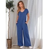 image:imageANRABESS Jumpsuits for Women 2026 Summer Casual Loose Cap Sleeve Crewneck Wide Leg Rompers Jumper One Piece Beach OutfitsBlue