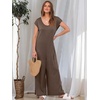 image:imageANRABESS Jumpsuits for Women 2026 Summer Casual Loose Cap Sleeve Crewneck Wide Leg Rompers Jumper One Piece Beach OutfitsBrown