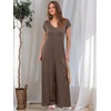 image:imageANRABESS Jumpsuits for Women 2026 Summer Casual Loose Cap Sleeve Crewneck Wide Leg Rompers Jumper One Piece Beach OutfitsBrown