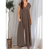 image:imageANRABESS Jumpsuits for Women 2026 Summer Casual Loose Cap Sleeve Crewneck Wide Leg Rompers Jumper One Piece Beach OutfitsBrown