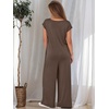 image:imageANRABESS Jumpsuits for Women 2026 Summer Casual Loose Cap Sleeve Crewneck Wide Leg Rompers Jumper One Piece Beach OutfitsBrown