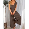 image:imageANRABESS Jumpsuits for Women 2026 Summer Casual Loose Cap Sleeve Crewneck Wide Leg Rompers Jumper One Piece Beach OutfitsBrown