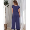 image:imageANRABESS Jumpsuits for Women 2026 Summer Casual Loose Cap Sleeve Crewneck Wide Leg Rompers Jumper One Piece Beach OutfitsDeep Blue
