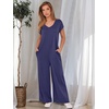 image:imageANRABESS Jumpsuits for Women 2026 Summer Casual Loose Cap Sleeve Crewneck Wide Leg Rompers Jumper One Piece Beach OutfitsDeep Blue