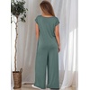 image:imageANRABESS Jumpsuits for Women 2026 Summer Casual Loose Cap Sleeve Crewneck Wide Leg Rompers Jumper One Piece Beach OutfitsGreen