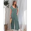image:imageANRABESS Jumpsuits for Women 2026 Summer Casual Loose Cap Sleeve Crewneck Wide Leg Rompers Jumper One Piece Beach OutfitsGreen