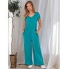 image:imageANRABESS Jumpsuits for Women 2026 Summer Casual Loose Cap Sleeve Crewneck Wide Leg Rompers Jumper One Piece Beach OutfitsLake