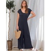 image:imageANRABESS Jumpsuits for Women 2026 Summer Casual Loose Cap Sleeve Crewneck Wide Leg Rompers Jumper One Piece Beach OutfitsNavy Blue