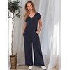 image:imageANRABESS Jumpsuits for Women 2026 Summer Casual Loose Cap Sleeve Crewneck Wide Leg Rompers Jumper One Piece Beach OutfitsNavy Blue