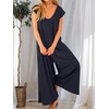 image:imageANRABESS Jumpsuits for Women 2026 Summer Casual Loose Cap Sleeve Crewneck Wide Leg Rompers Jumper One Piece Beach OutfitsNavy Blue