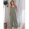 image:imageANRABESS Jumpsuits for Women 2026 Summer Casual Loose Cap Sleeve Crewneck Wide Leg Rompers Jumper One Piece Beach OutfitsOlive