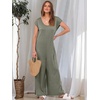 image:imageANRABESS Jumpsuits for Women 2026 Summer Casual Loose Cap Sleeve Crewneck Wide Leg Rompers Jumper One Piece Beach OutfitsOlive