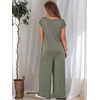 image:imageANRABESS Jumpsuits for Women 2026 Summer Casual Loose Cap Sleeve Crewneck Wide Leg Rompers Jumper One Piece Beach OutfitsOlive