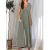 image:imageANRABESS Jumpsuits for Women 2026 Summer Casual Loose Cap Sleeve Crewneck Wide Leg Rompers Jumper One Piece Beach OutfitsOlive