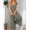 image:imageANRABESS Jumpsuits for Women 2026 Summer Casual Loose Cap Sleeve Crewneck Wide Leg Rompers Jumper One Piece Beach OutfitsOlive