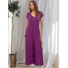 image:imageANRABESS Jumpsuits for Women 2026 Summer Casual Loose Cap Sleeve Crewneck Wide Leg Rompers Jumper One Piece Beach OutfitsPurple Red