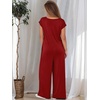 image:imageANRABESS Jumpsuits for Women 2026 Summer Casual Loose Cap Sleeve Crewneck Wide Leg Rompers Jumper One Piece Beach OutfitsWine Red