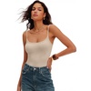 image:imageANRABESS Women Bodysuits Square Neck Spaghetti Straps Sleeveless Cami Top Summer Backless Ribbed Knit Basic Body SuitsAlmond