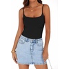 image:imageANRABESS Women Bodysuits Square Neck Spaghetti Straps Sleeveless Cami Top Summer Backless Ribbed Knit Basic Body SuitsBlack