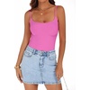 image:imageANRABESS Women Bodysuits Square Neck Spaghetti Straps Sleeveless Cami Top Summer Backless Ribbed Knit Basic Body SuitsHot Pink
